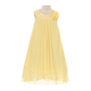 Yellow Chiffon Trapeze girls fancy Spring Wedding dress size 13/14